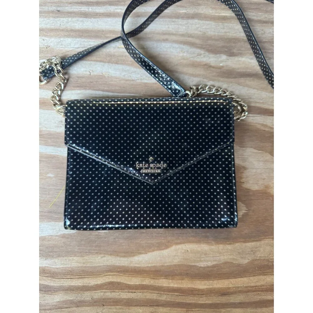 Kate Spade New York Lilac Street Dot Monday Black Polka Dot Envelope Crossbody B - Picture 2 of 6